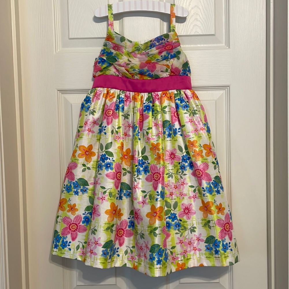 Bonnie Jean mixed material floral dress - Size 6